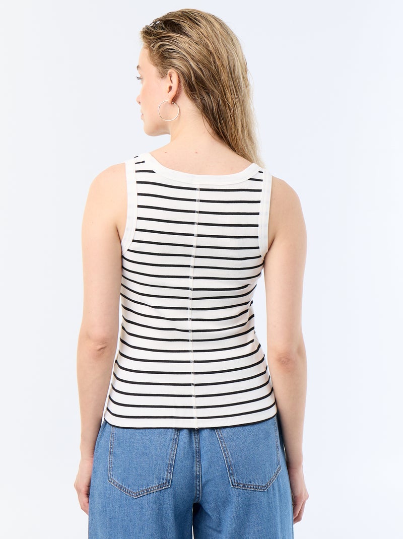 Basic geribbelde top Wit - Kiabi