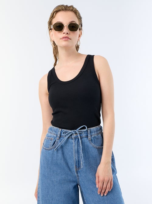 Basic geribbelde top - Kiabi