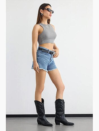 Basic geweven tanktop met ronde hals hiccup