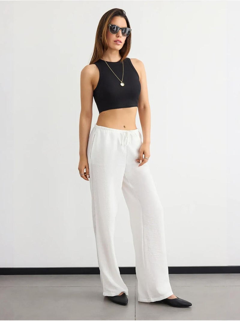 Basic geweven tanktop met ronde hals hiccup Zwart - Kiabi