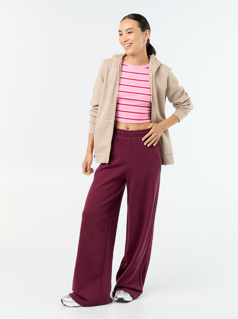 Basic hoodie met rits Biege - Kiabi