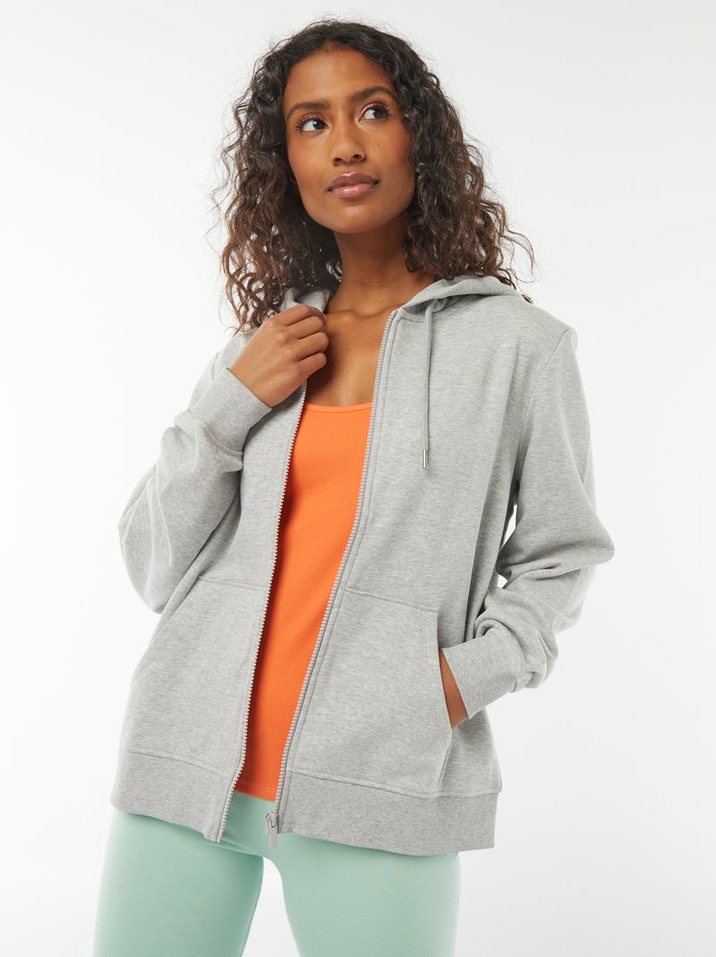 Basic hoodie met rits Grijs - Kiabi