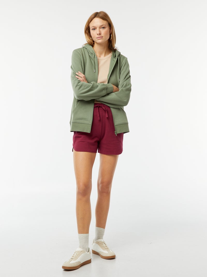 Basic hoodie met rits Groen - Kiabi