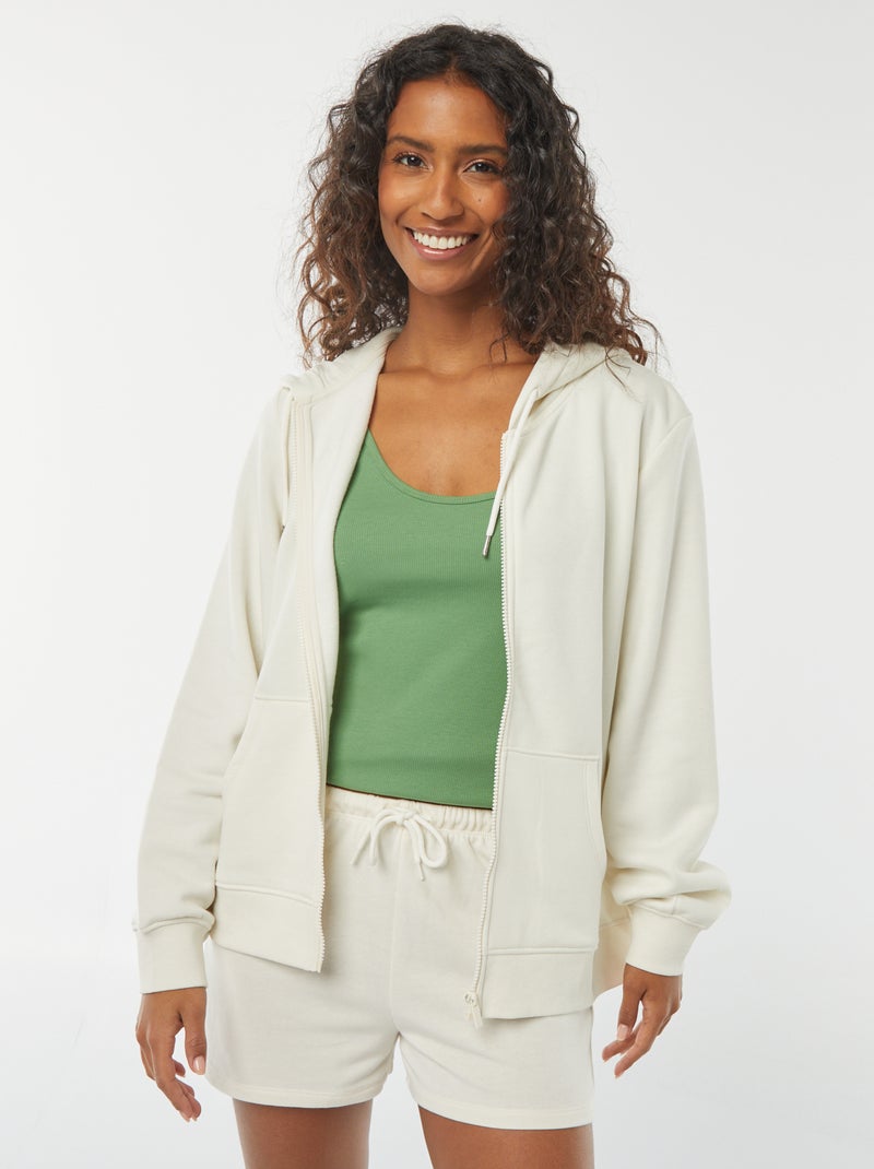 Basic hoodie met rits Wit - Kiabi