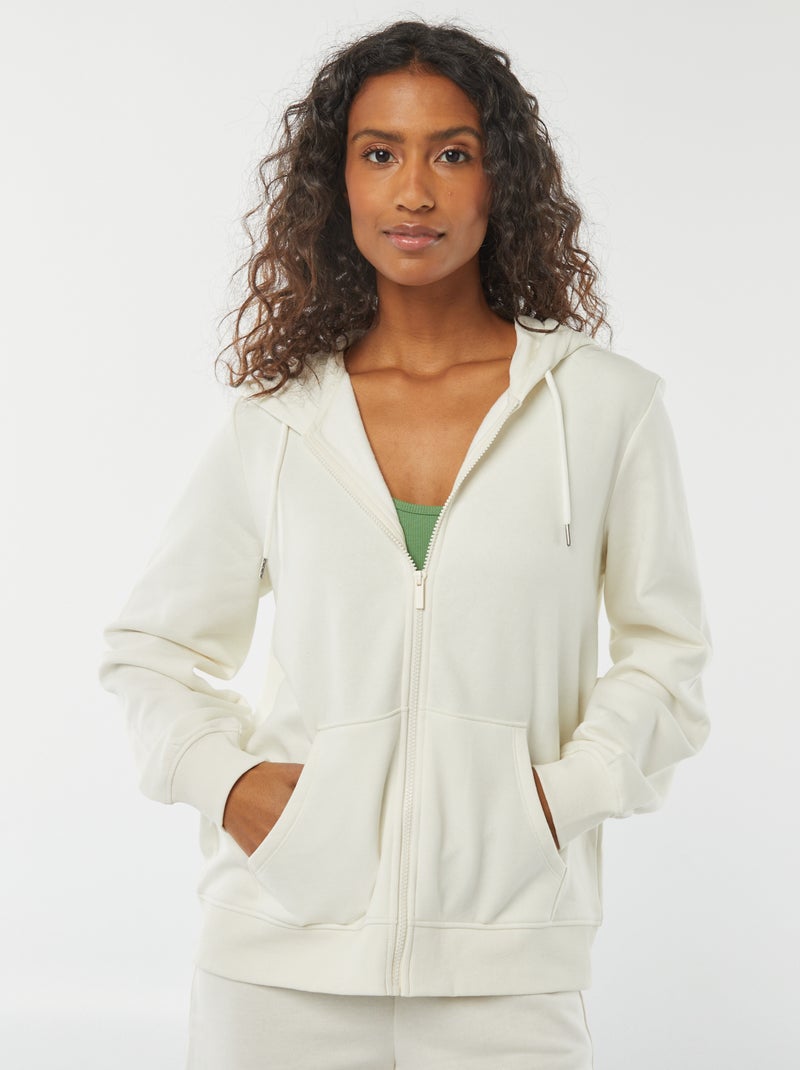 Basic hoodie met rits Wit - Kiabi
