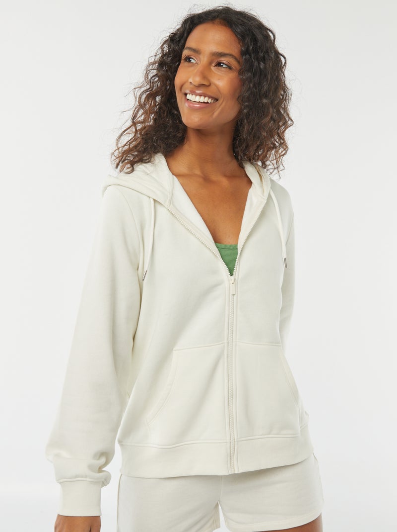 Basic hoodie met rits Wit - Kiabi