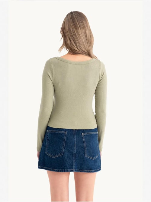 Basic katoenen croptop met lange mouwen hiccup - Kiabi Basic katoenen croptop met lange mouwen hiccup - Kiabi
