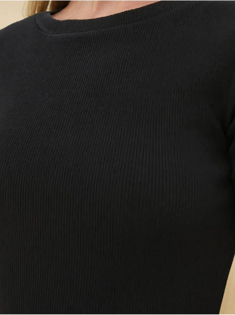 Basic korte mouw bodycon mini-jurk hiccup Zwart - Kiabi