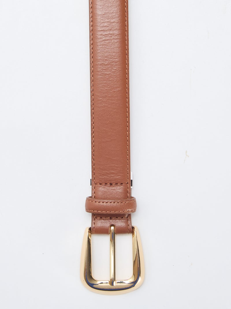 Basic leren riem Bruin - Kiabi