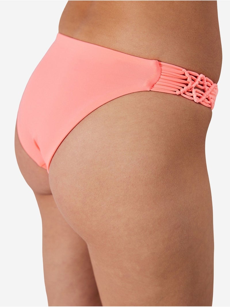 Basic macrame bikinibroekje penti Fluorroze/Solinotes - Kiabi
