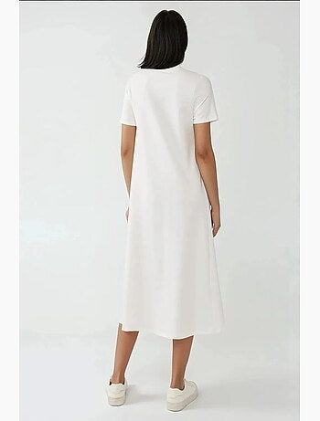 Basic midi-jurk met ronde hals en korte mouwen, hiccup
