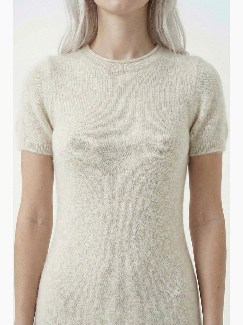 Basic mini gebreide jurk bdart Crème - Kiabi