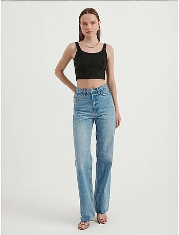 Basic mouwloze crop top met ronde hals hiccup