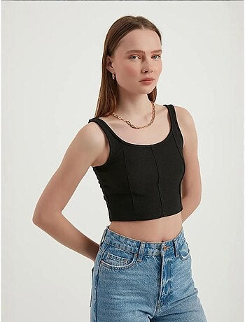 Basic mouwloze crop top met ronde hals hiccup