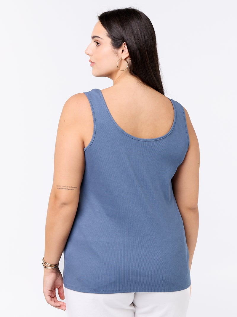 Basic ribgebreide top Blauw - Kiabi