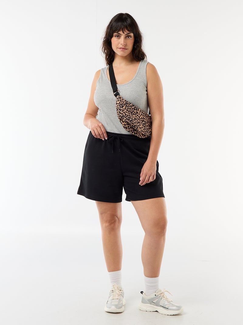 Basic ribgebreide top Grijs - Kiabi