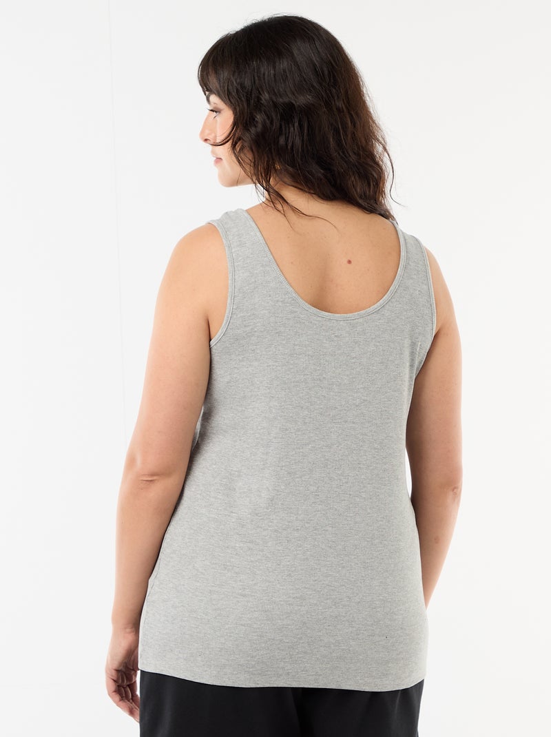 Basic ribgebreide top Grijs - Kiabi