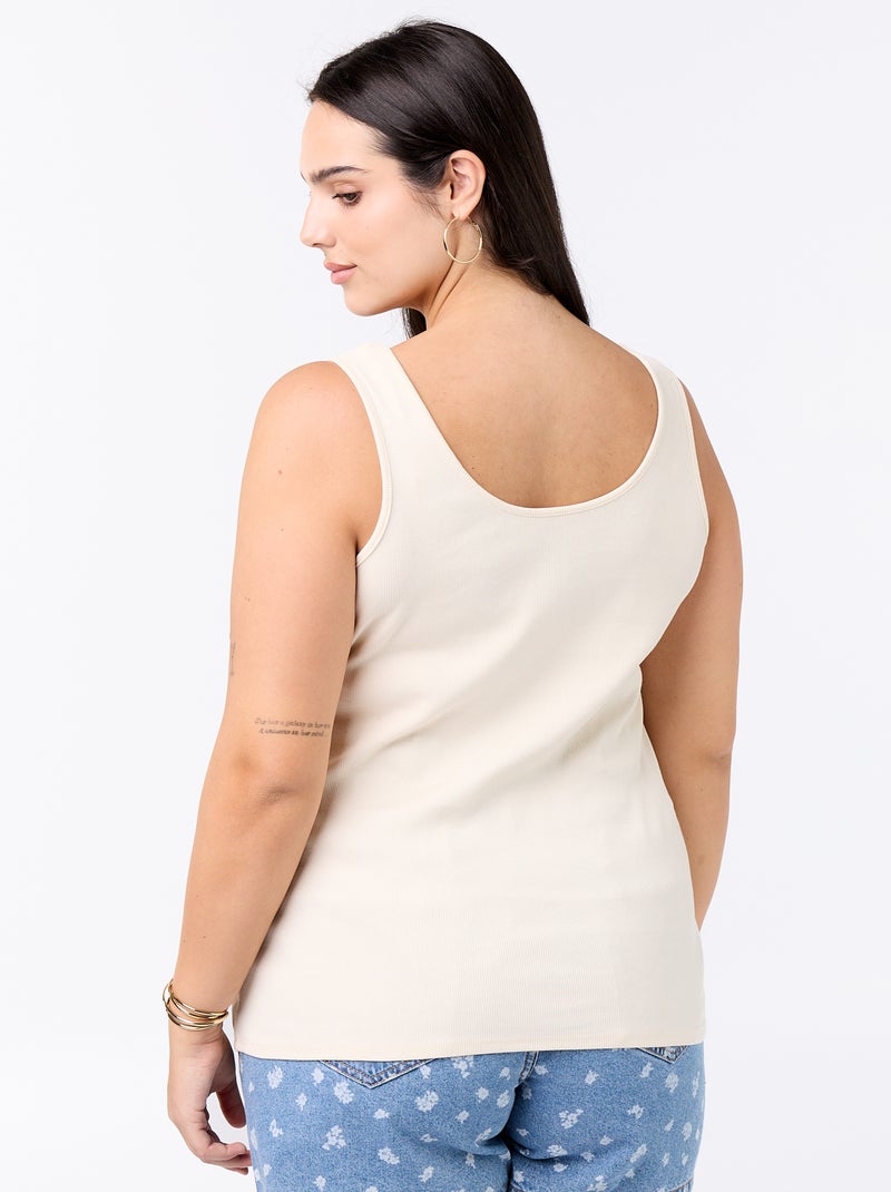 Basic ribgebreide top Wit - Kiabi