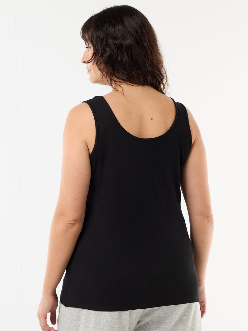 Basic ribgebreide top Zwart - Kiabi