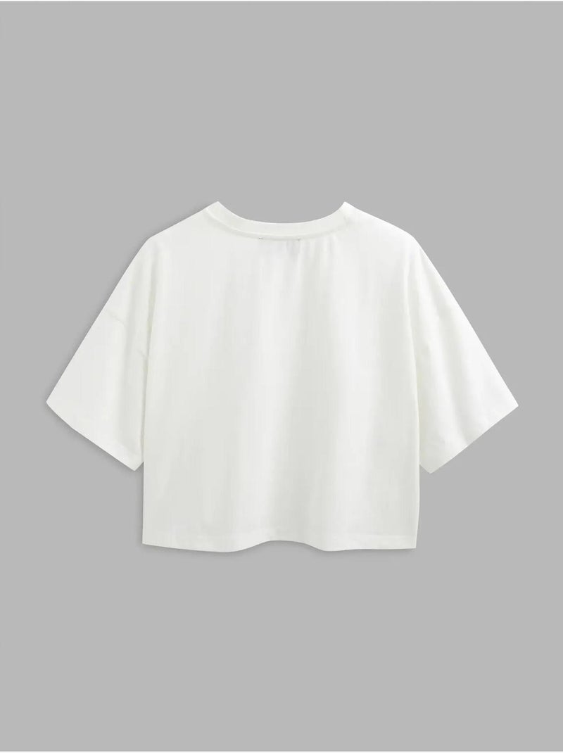 Basic ronde hals crop t-shirt hiccup Wit - Kiabi