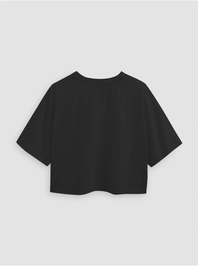 Basic ronde hals crop t-shirt hiccup Zwart - Kiabi