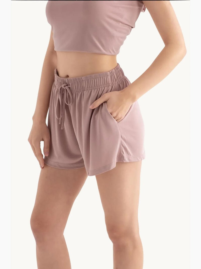 Basic shorts met trekkoord en gemiddelde taille hiccup Roze - Kiabi