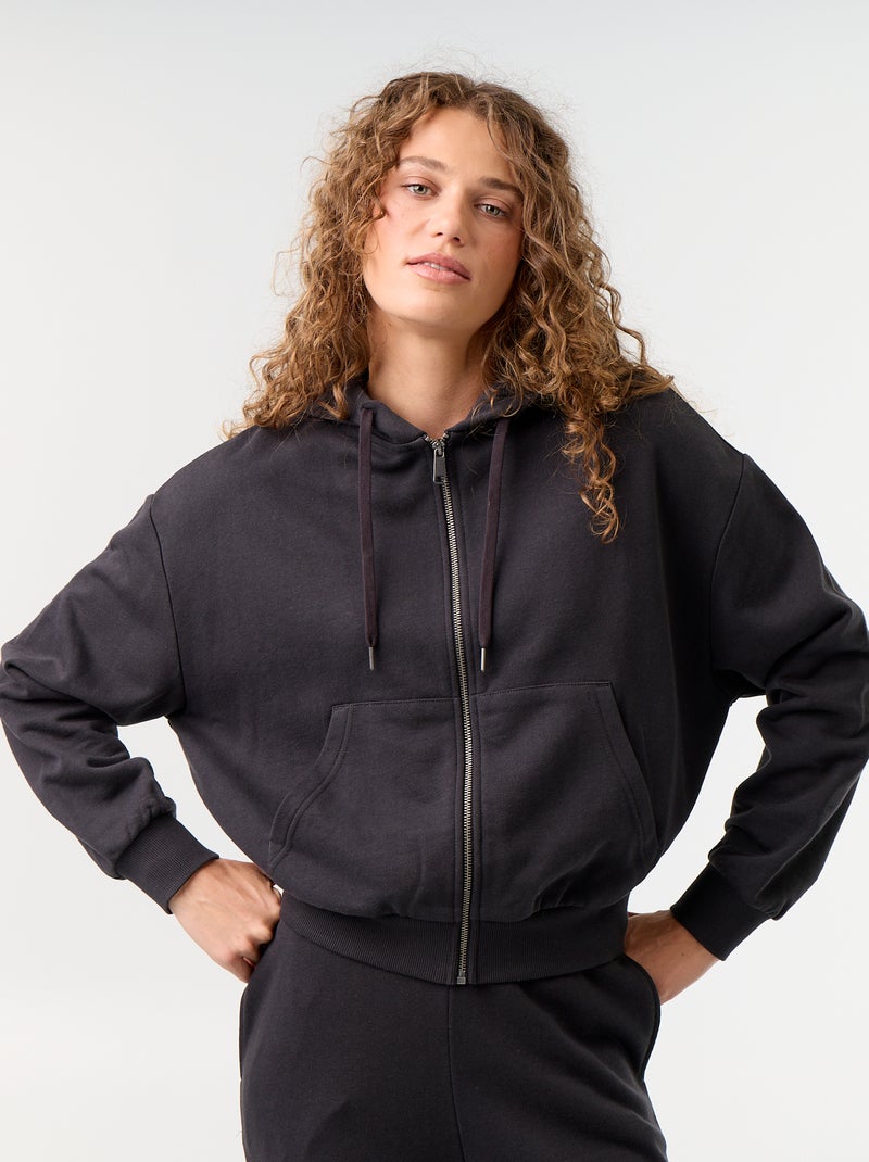 Basic sweater van lichte French Terry Zwart - Kiabi