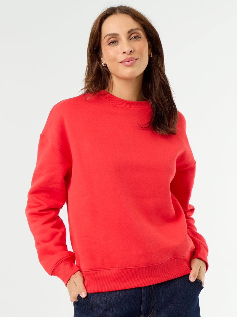 Basic sweater van molleton Rood - Kiabi