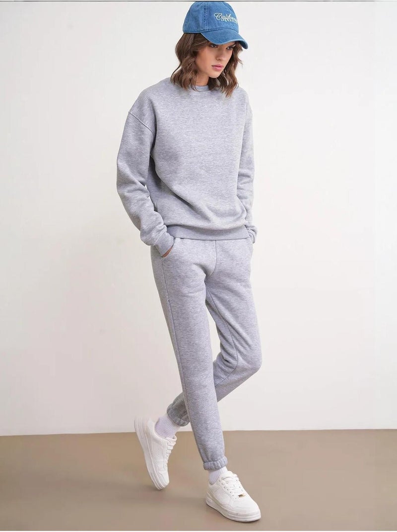 Basic sweatshirt- en jogger tweedelige set mixray Grijs - Kiabi