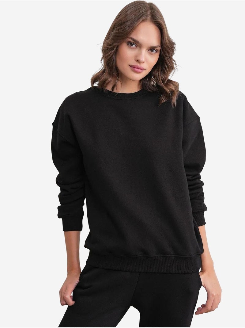 Basic sweatshirt- en jogger tweedelige set mixray Zwart - Kiabi