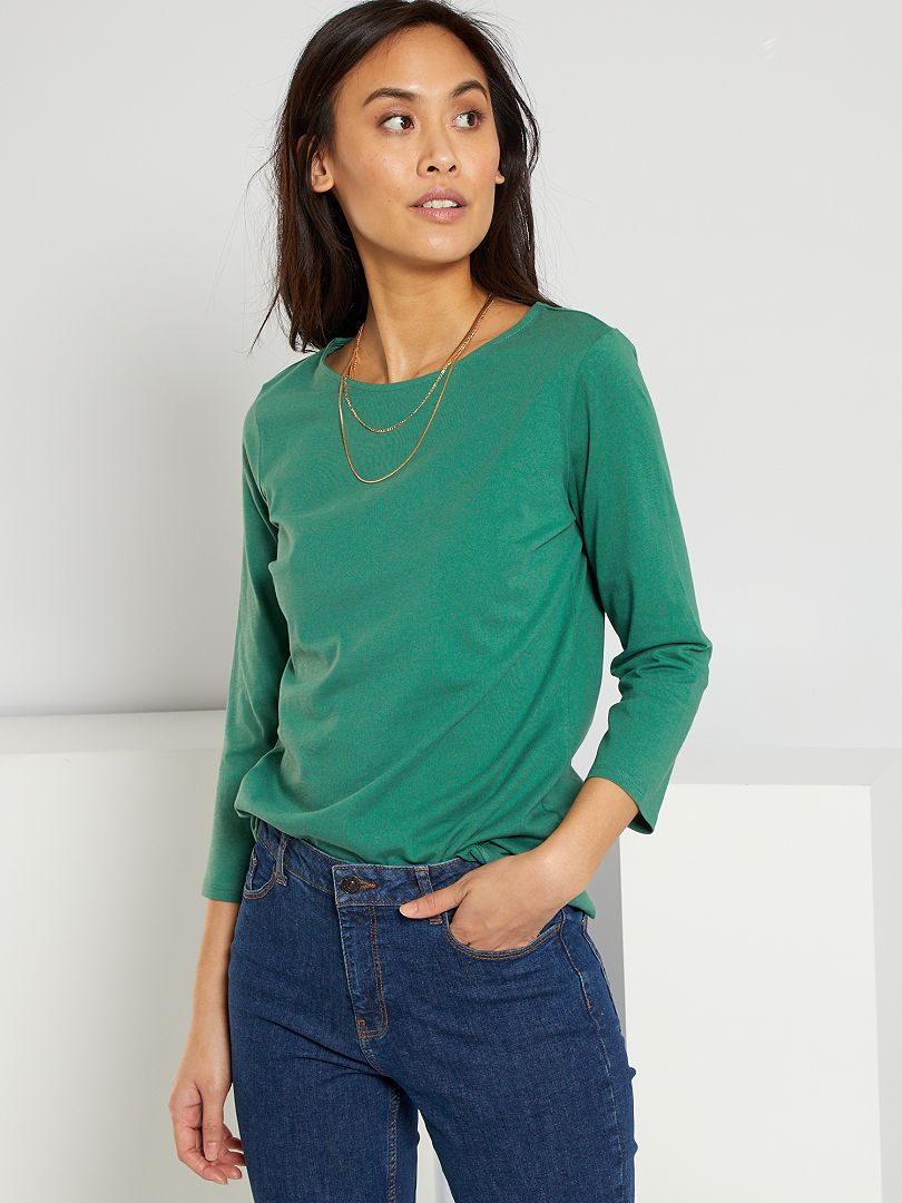 Basic T-shirt groen - Kiabi