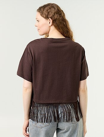 Basic T-shirt met franjes