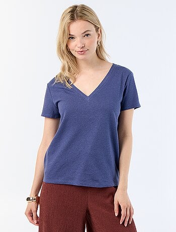 Basic T-shirt met korte mouwen en V-hals