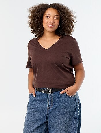 Basic T-shirt met korte mouwen en V-hals