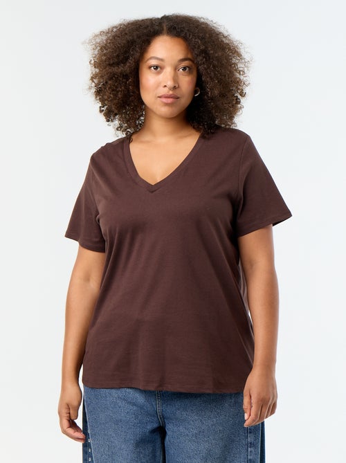 Basic T-shirt met korte mouwen en V-hals - Kiabi Basic T-shirt met korte mouwen en V-hals - Kiabi