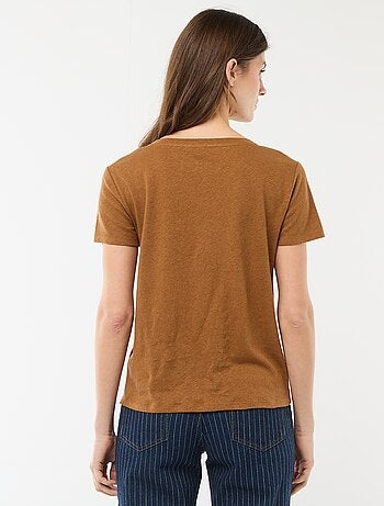 Basic T-shirt met korte mouwen en V-hals
