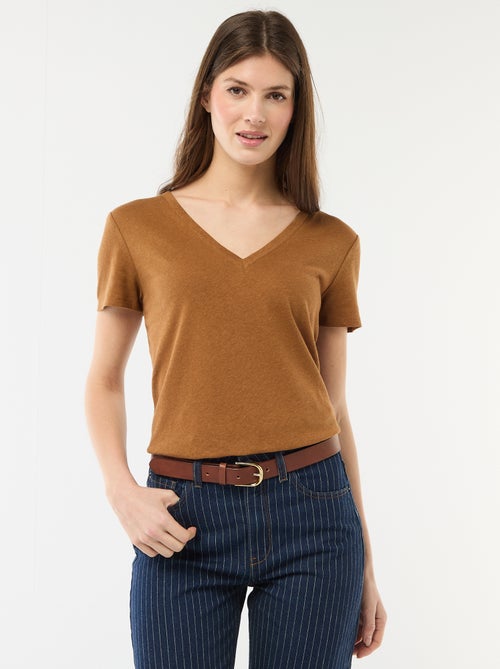 Basic T-shirt met korte mouwen en V-hals - Kiabi