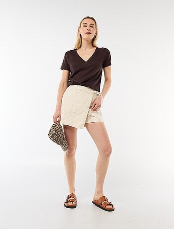 Basic T-shirt met korte mouwen en V-hals