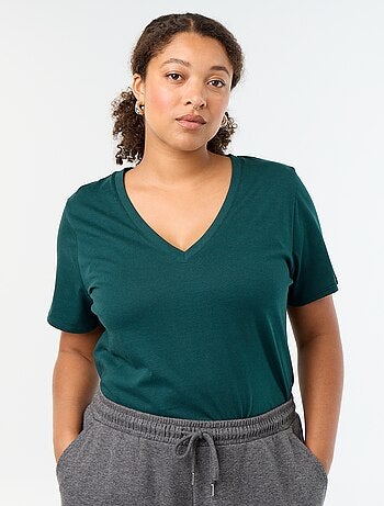 Basic T-shirt met korte mouwen en V-hals