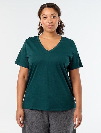 Basic T-shirt met korte mouwen en V-hals