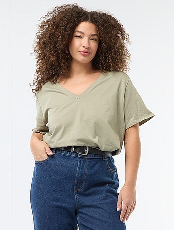 Basic T-shirt met korte mouwen en V-hals