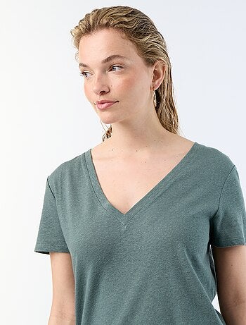 Basic T-shirt met korte mouwen en V-hals