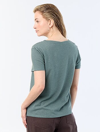 Basic T-shirt met korte mouwen en V-hals