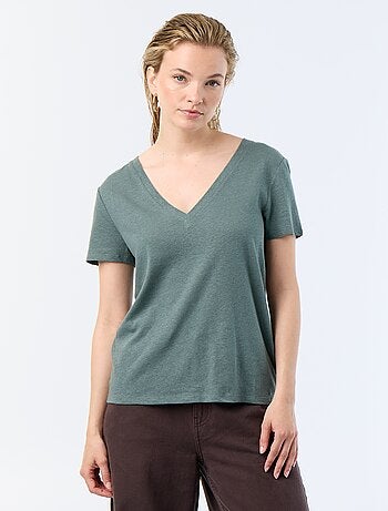 Basic T-shirt met korte mouwen en V-hals
