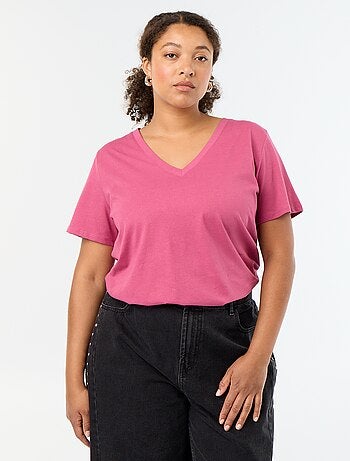 Basic T-shirt met korte mouwen en V-hals