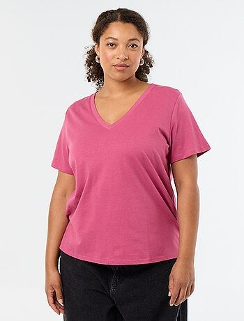 Basic T-shirt met korte mouwen en V-hals