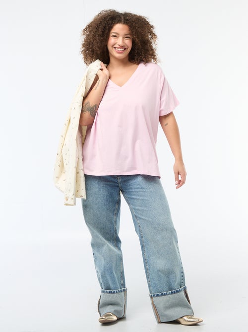 Basic T-shirt met korte mouwen en V-hals - Kiabi