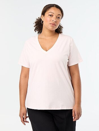 Basic T-shirt met korte mouwen en V-hals