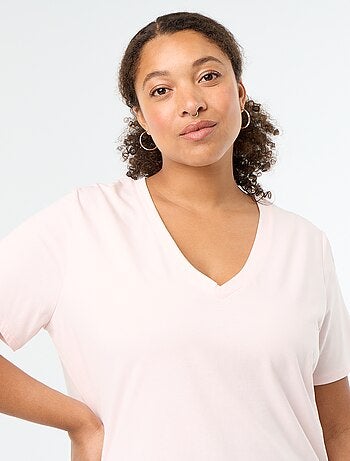 Basic T-shirt met korte mouwen en V-hals