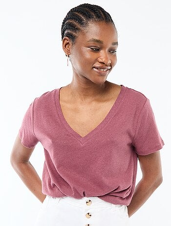 Basic T-shirt met korte mouwen en V-hals